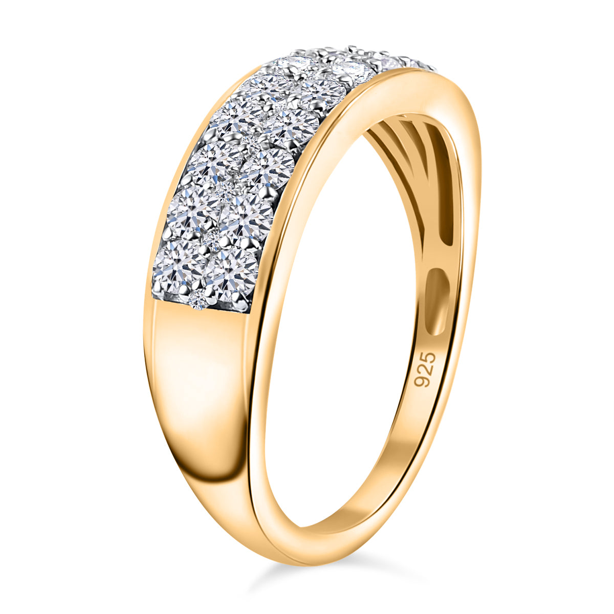 LUXURIANT 1 Ct. Lab Grown Diamond Cluster Band Ring in 18K Vermeil Yellow Gold Plated Sterling Silver (SI-G-H) 8021453 4