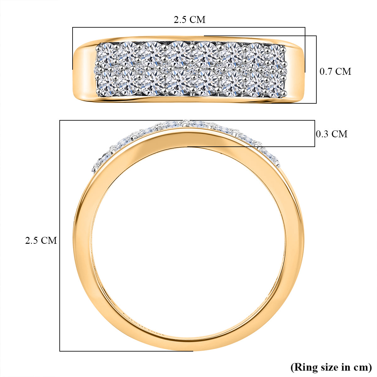 LUXURIANT 1 Ct. Lab Grown Diamond Cluster Band Ring in 18K Vermeil Yellow Gold Plated Sterling Silver (SI-G-H) 8021453 6