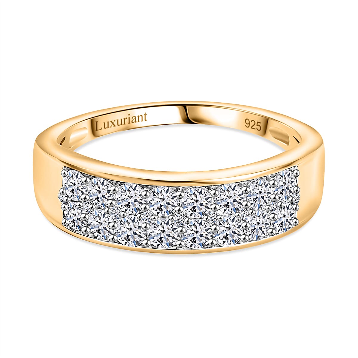 LUXURIANT 1 Ct. Lab Grown Diamond Cluster Ring in 18K Yellow Gold Vermeil Over Sterling Silver 8021454 0