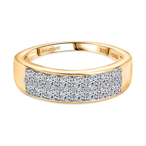 Luxuriant Diamond Lab Grown Diamond Cluster Ring in 18K Vermeil Yellow Gold Plated Sterling Silver