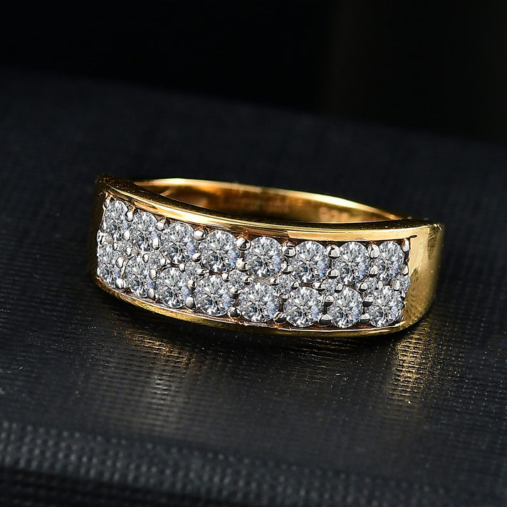 LUXURIANT 1 Ct. Lab Grown Diamond Cluster Ring in 18K Yellow Gold Vermeil Over Sterling Silver 8021454 2