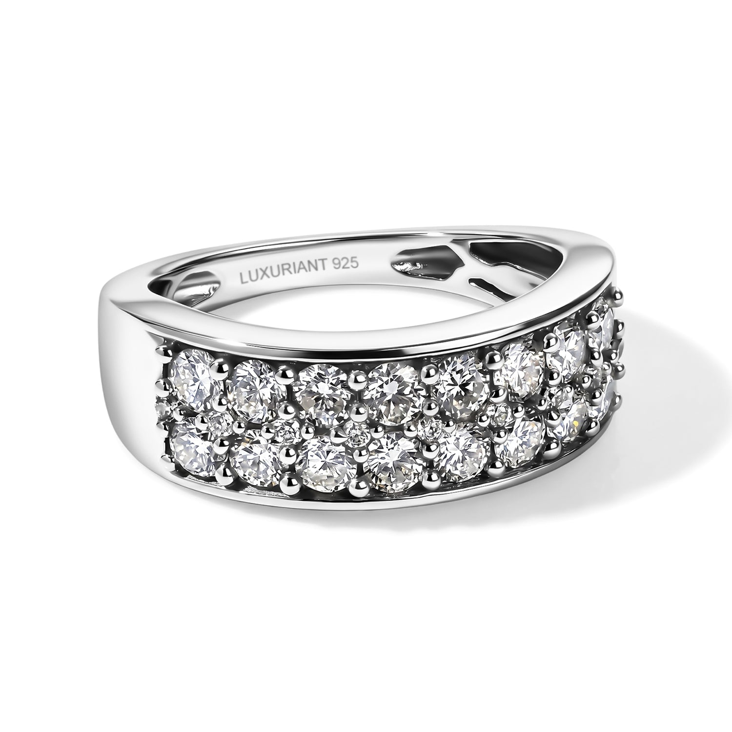 Luxuriant - Lab Grown Diamond (SI/G-H) Cluster Band Ring in Rhodium Overlay Sterling Silver 1.00 Ct. 8021464 0