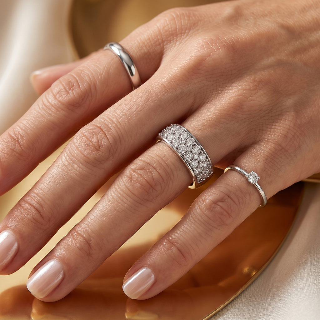 Luxuriant - Lab Grown Diamond (SI/G-H) Cluster Band Ring in Rhodium Overlay Sterling Silver 1.00 Ct._8021464_1