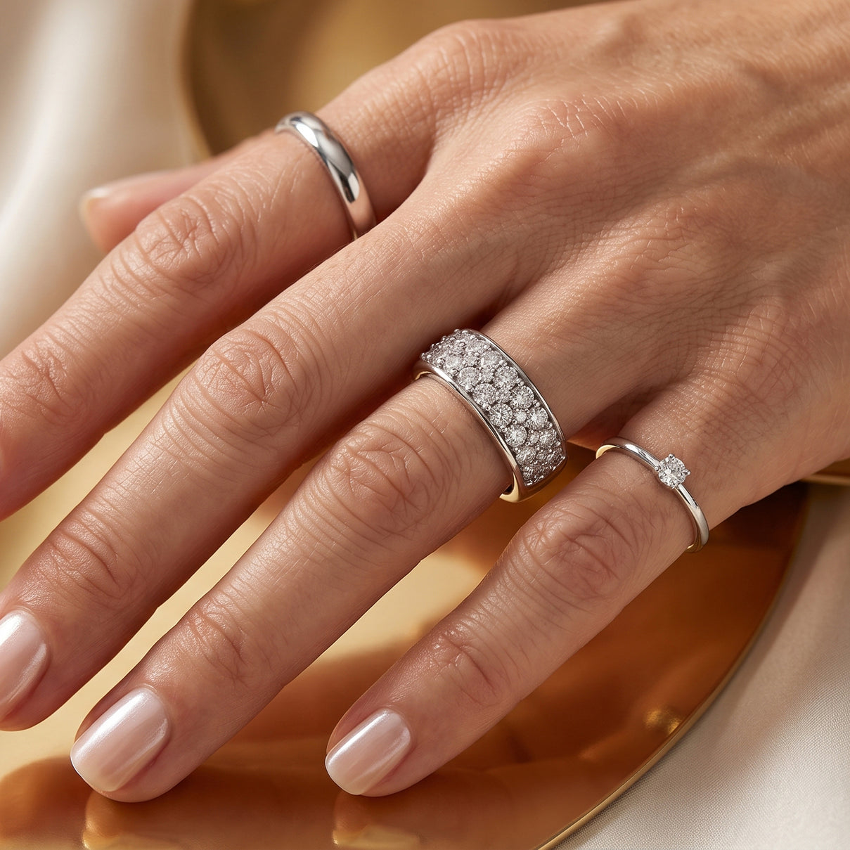 Luxuriant - Lab Grown Diamond (SI/G-H) Cluster Band Ring in Rhodium Overlay Sterling Silver 1.00 Ct. 8021464 2