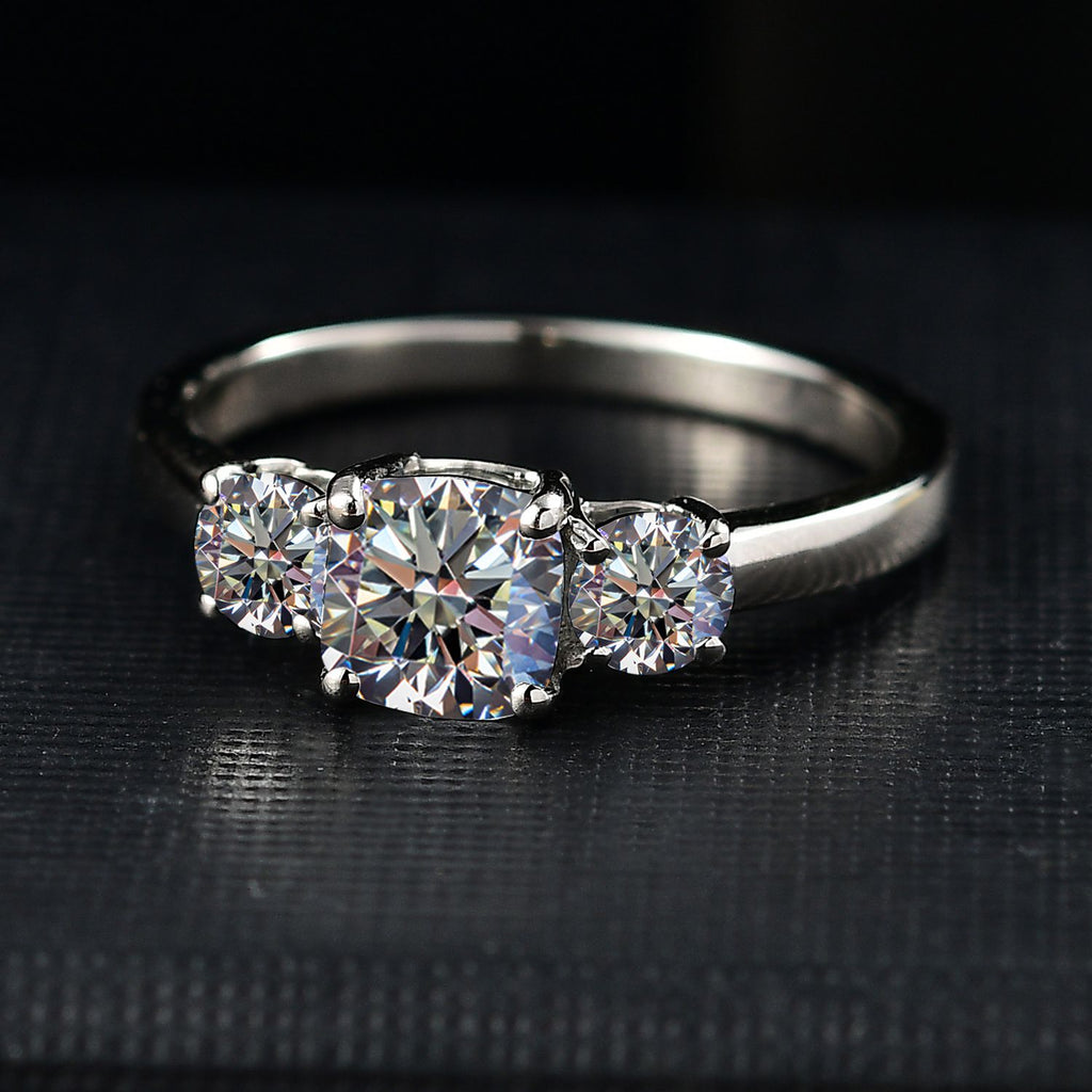 Luxuriant - 950 Platinum SGL Certified (VS/EF) Lab Grown Diamond Trilogy Ring 1.56 Ct, Platinum Wt 4.31 Gms._8021734_1