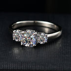 Luxuriant - 950 Platinum SGL Certified (VS/EF) Lab Grown Diamond Trilogy Ring 1.56 Ct, Platinum Wt 4.31 Gms._8021734_1