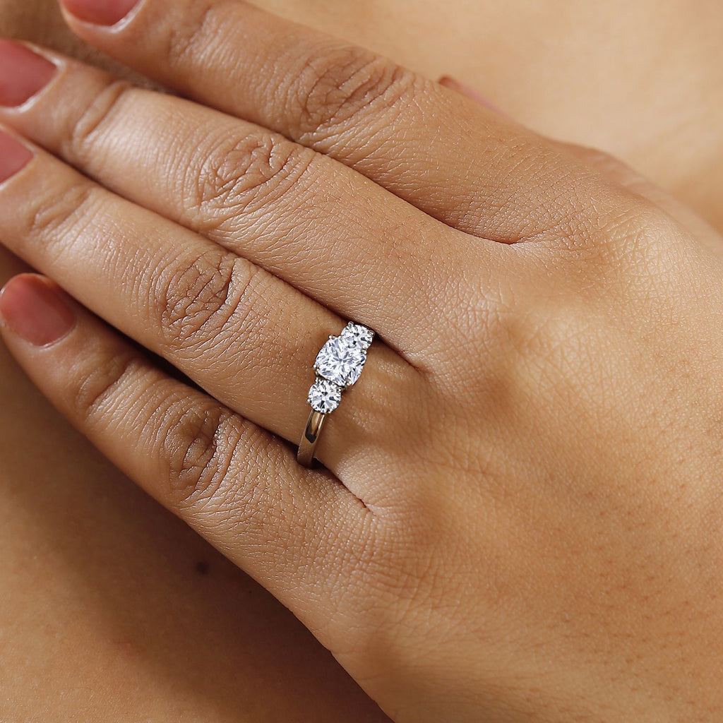 Luxuriant - 950 Platinum SGL Certified (VS/EF) Lab Grown Diamond Trilogy Ring 1.56 Ct, Platinum Wt 4.31 Gms._8021734_2