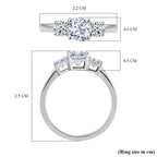 Luxuriant - 950 Platinum SGL Certified (VS/EF) Lab Grown Diamond Trilogy Ring 1.56 Ct, Platinum Wt 4.31 Gms._8021734_5