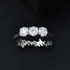GP Amore Collection - Lab Grown Diamond (SI/G-H) & Blue Sapphire Trilogy Ring in Rhodium Overlay Sterling Silver 1.00 Ct._8021923_1