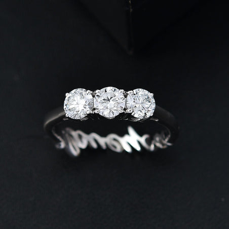 GP Amore Collection 1 Ct. Lab Grown Diamond (SI-G/H) Trilogy Ring in Rhodium Overlay Sterling Silver 8021923 2