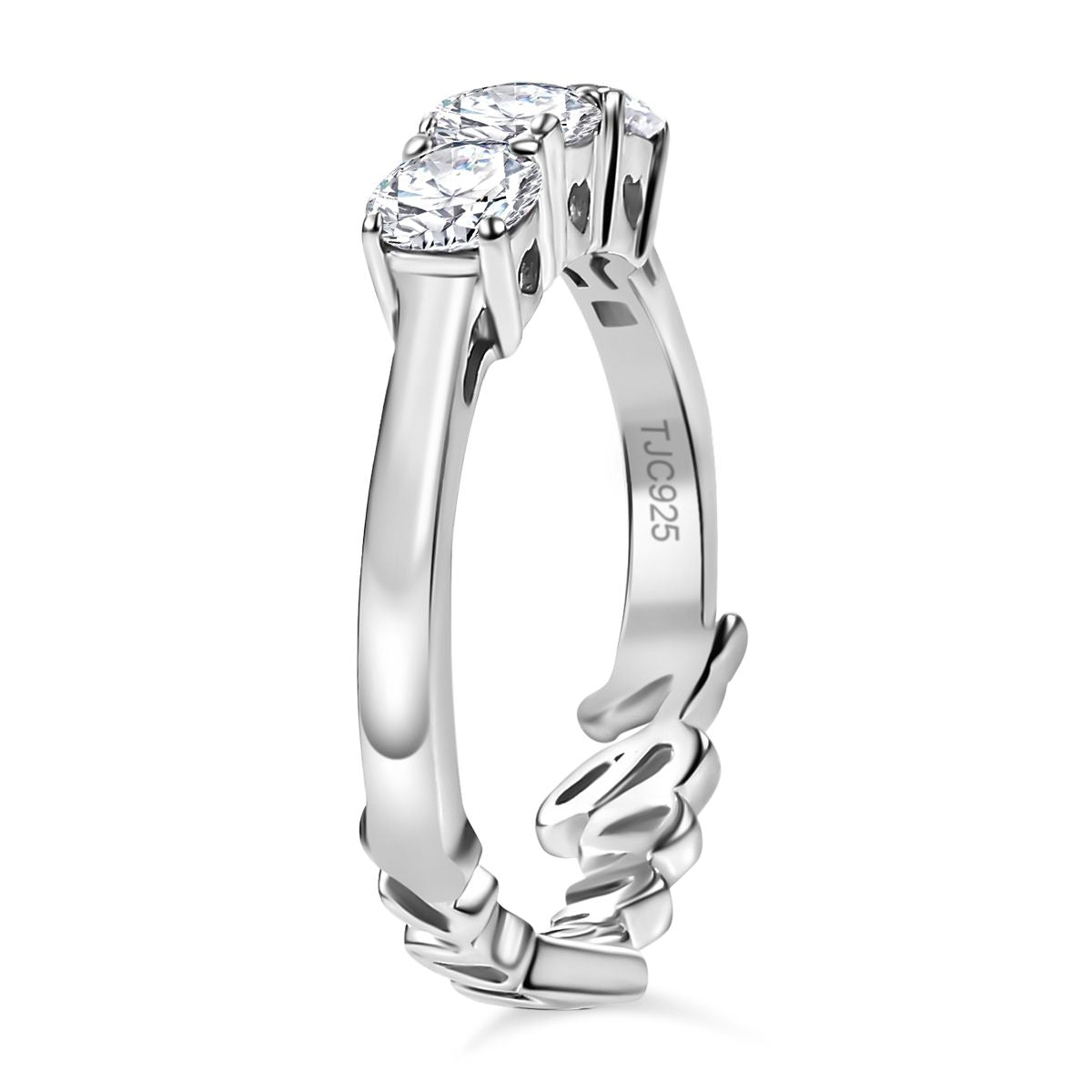 GP Amore Collection 1 Ct. Lab Grown Diamond (SI-G/H) Trilogy Ring in Rhodium Overlay Sterling Silver 8021923 4