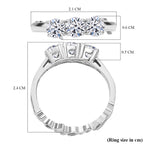 GP Amore Collection - Lab Grown Diamond (SI/G-H) & Blue Sapphire Trilogy Ring in Rhodium Overlay Sterling Silver 1.00 Ct._8021923_5