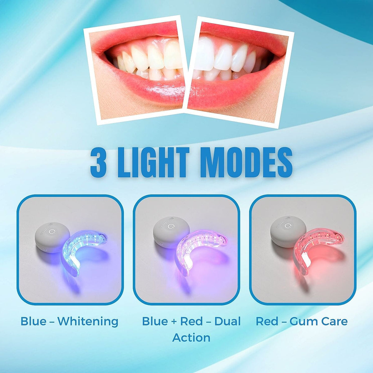 Beautech Professional LED Teeth Whitening Kit - 32 LEDs, 3 Light Modes, 10 Gel Syringes, USB Charging, 16-Min Timer 8021951 2