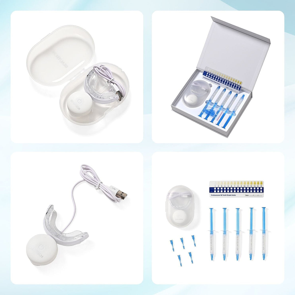 Beautech Professional LED Teeth Whitening Kit - 32 LEDs, 3 Light Modes, 10 Gel Syringes, USB Charging, 16-Min Timer 8021951 6