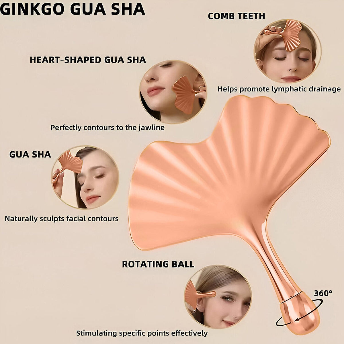 Ginkgo Leaf Gua Sha Face and Neck Massage Tool 8021987 2