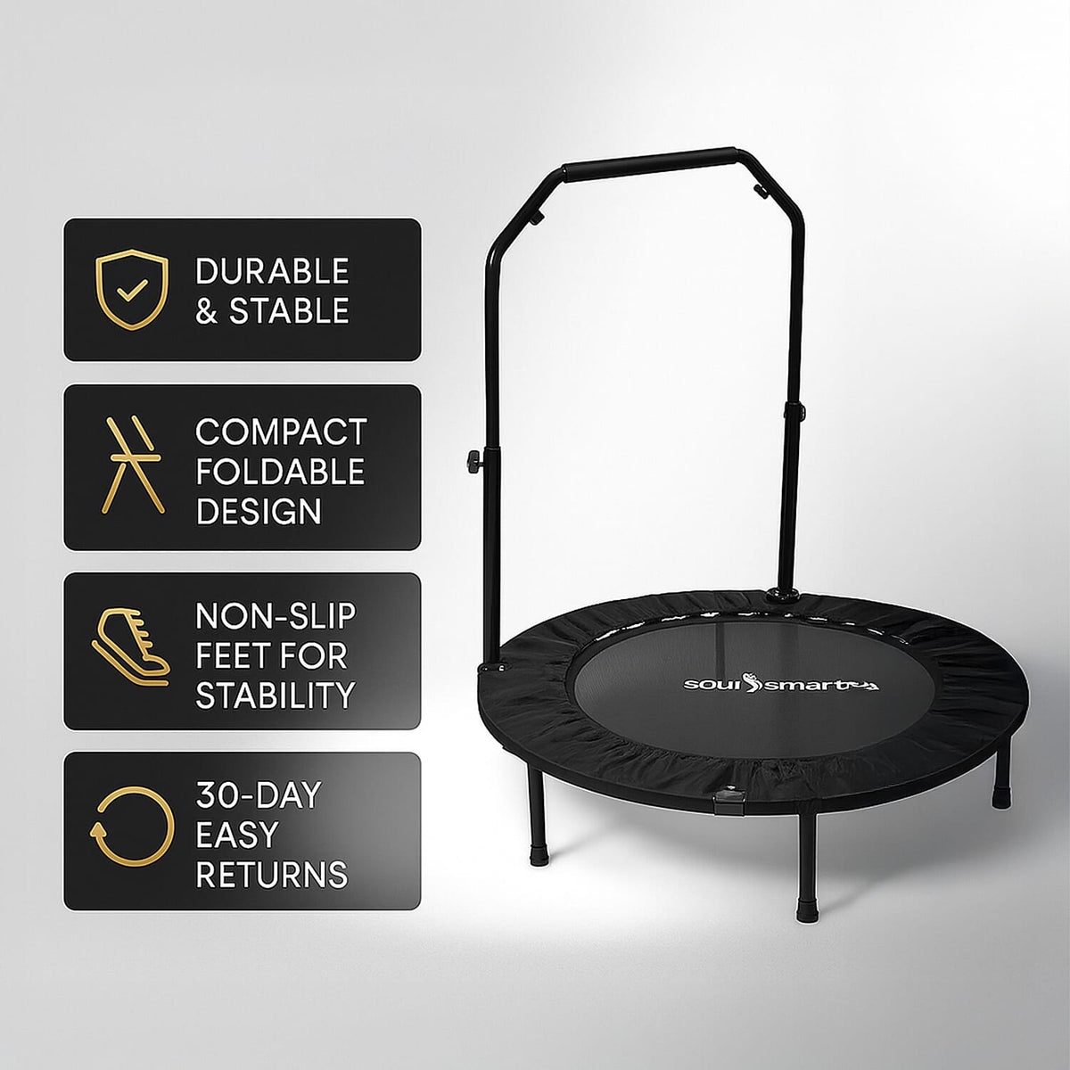 Soulsmart Foldable Trampoline - Black (Max weight 100Kg, 100cm dia x 26.5 Height) 8022130 3