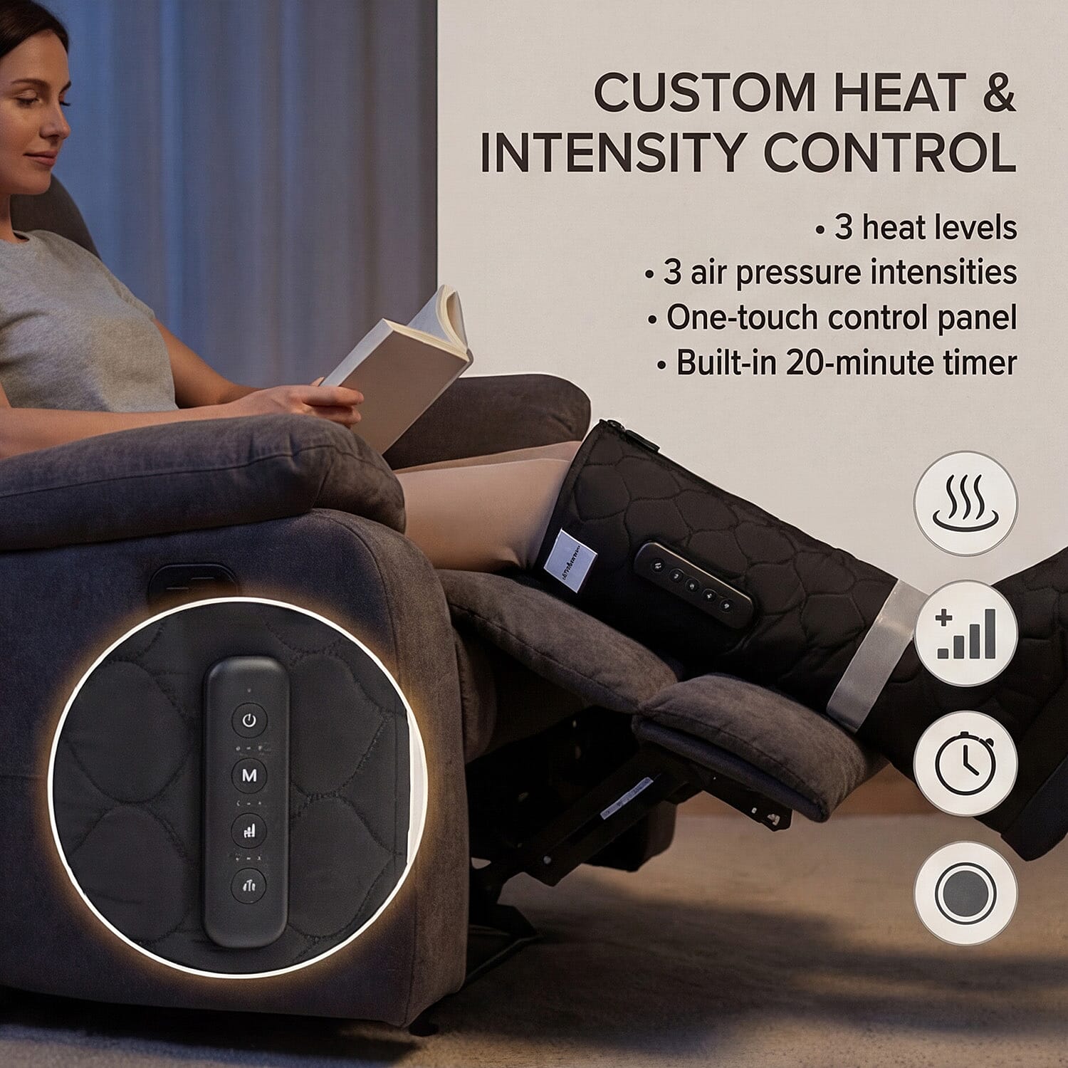 Bliss &amp; Beyond Compression Massager Boots with 3 Heat Modes &amp; 3 Airbag Intensity Settings 8022196 3