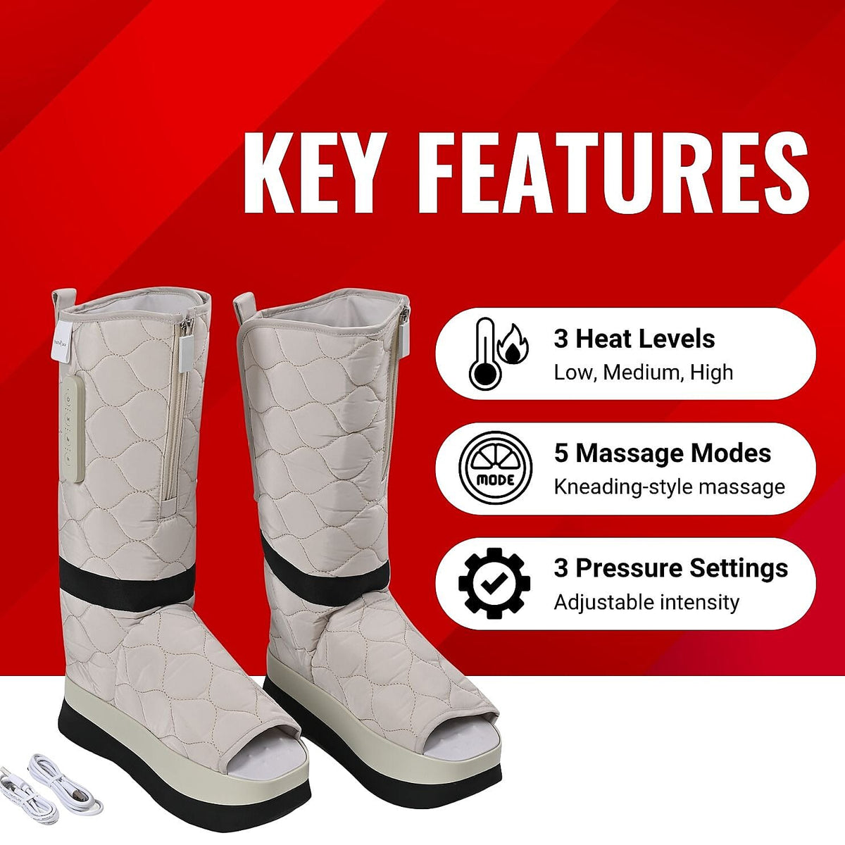 Soulsmart Portable Wireless Leg Massager Boots with Heat &amp; Adjustable Air Pressure 8022198 5