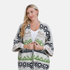 Designer Inspired - La Marey Fuzzy Aztec Pattern Cardigan (OneSize) - Green_8022204_4