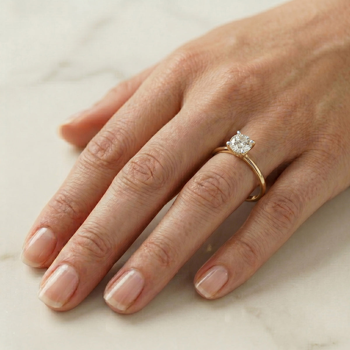 LUXURIANT 1 Ct. Lab Grown Diamond Solitaire Ring in 9K Yellow Gold SGL Certified (SI/G-H) 8022346 2
