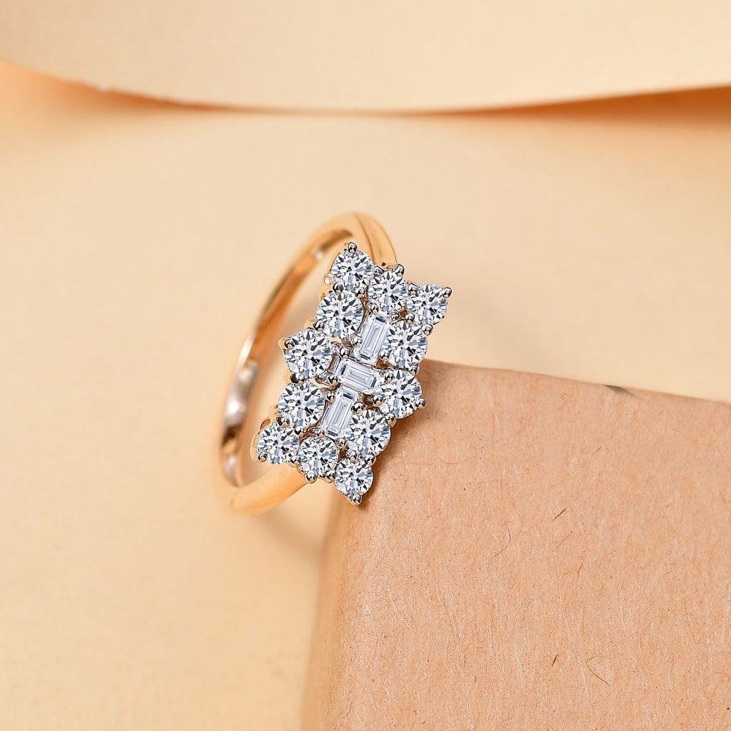 Luxuriant 9K Yellow Gold SGL Certified Lab Grown Diamond (VS/EF) Cluster Boat Ring 1.00 Ct._8022409_2