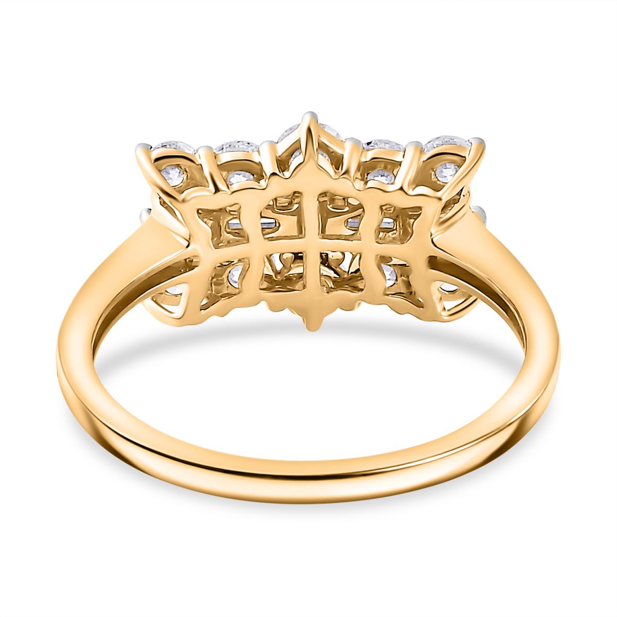LUXURIANT 1 Ct. Lab Grown Diamond Cluster Boat Ring in 9K Yellow Gold SGL Certified (VS-E/F) 8022409 6