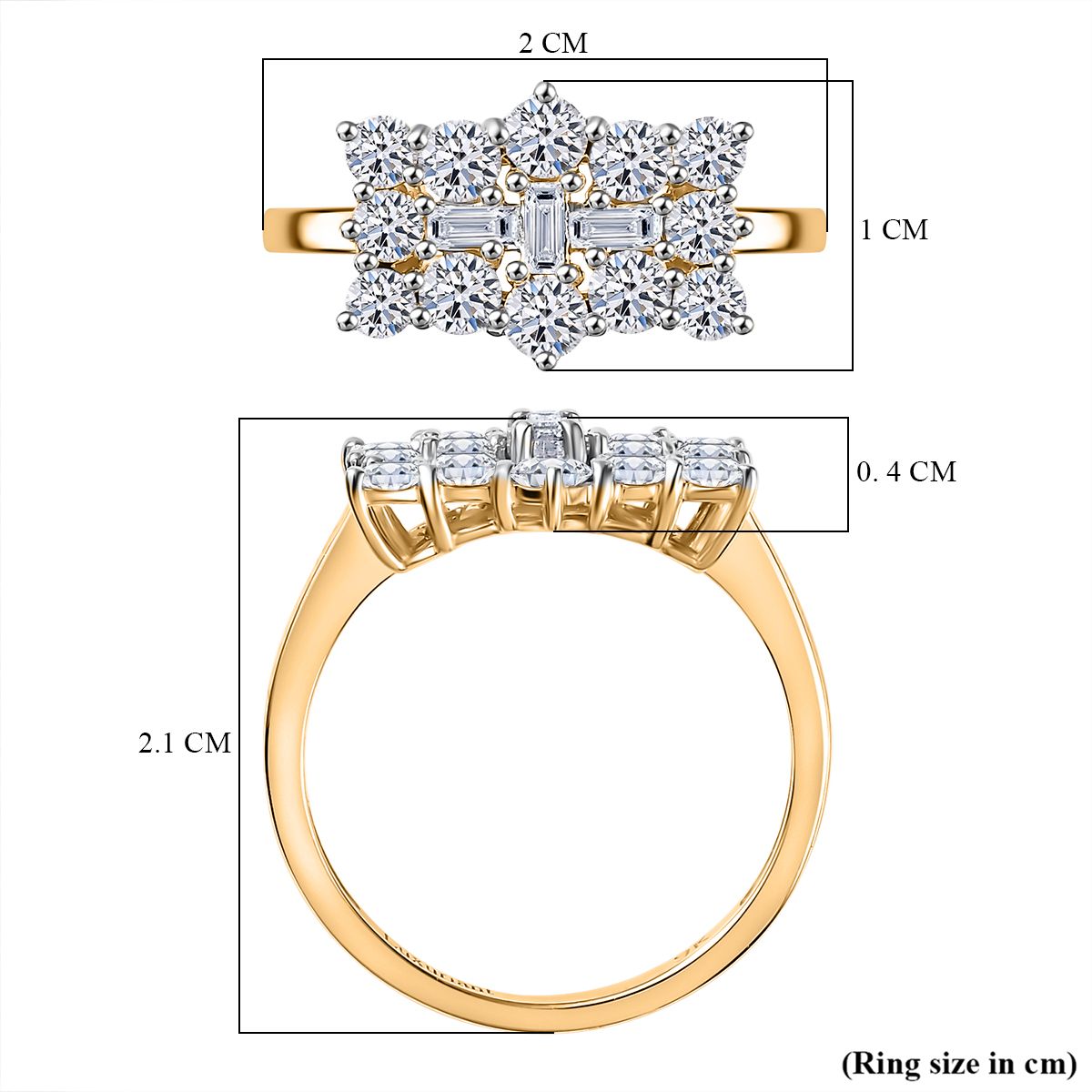 LUXURIANT 1 Ct. Lab Grown Diamond Cluster Boat Ring in 9K Yellow Gold SGL Certified (VS-E/F) 8022409 7