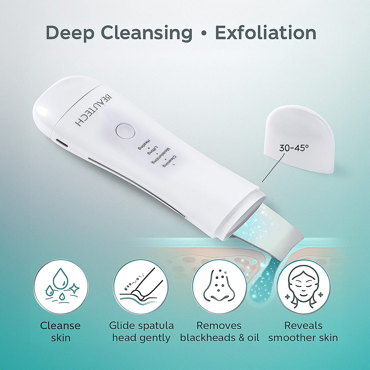 BEAUTECH Dual-Head Rechargeable Ultrasonic Skin Spatula - Portable Ionic Deep Cleansing &amp; Beauty Device 8022505 4