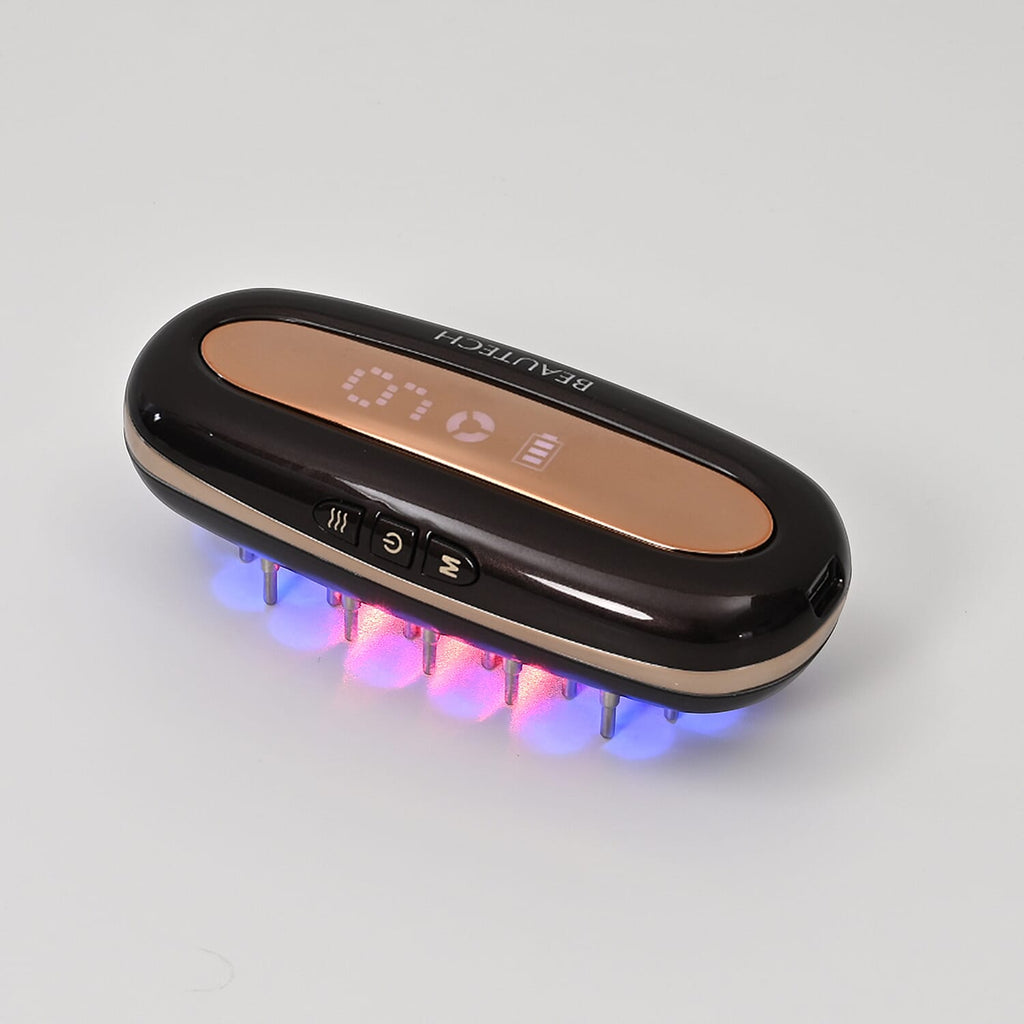 BEAUTECH- Multifunctional Scalp Hair Loss Treatment Comb - Laser, LED, Microcurrent & Vibration Therapy - Dark Brown