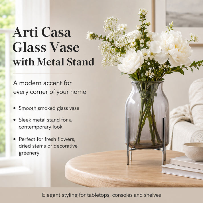 Arti Casa Glass Vase with Metal Stand 8023523 2
