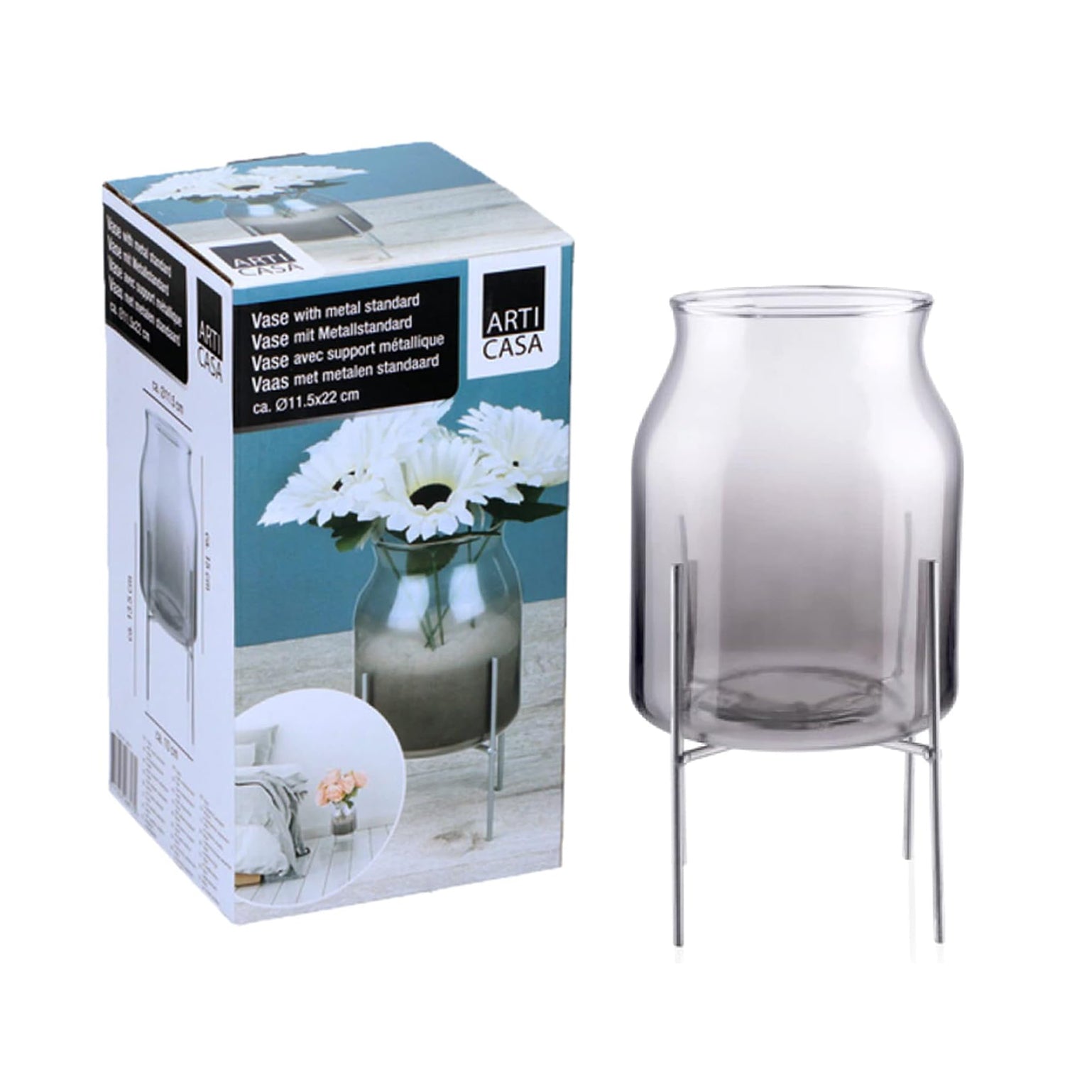 Arti Casa Glass Vase with Metal Stand V32363879 0