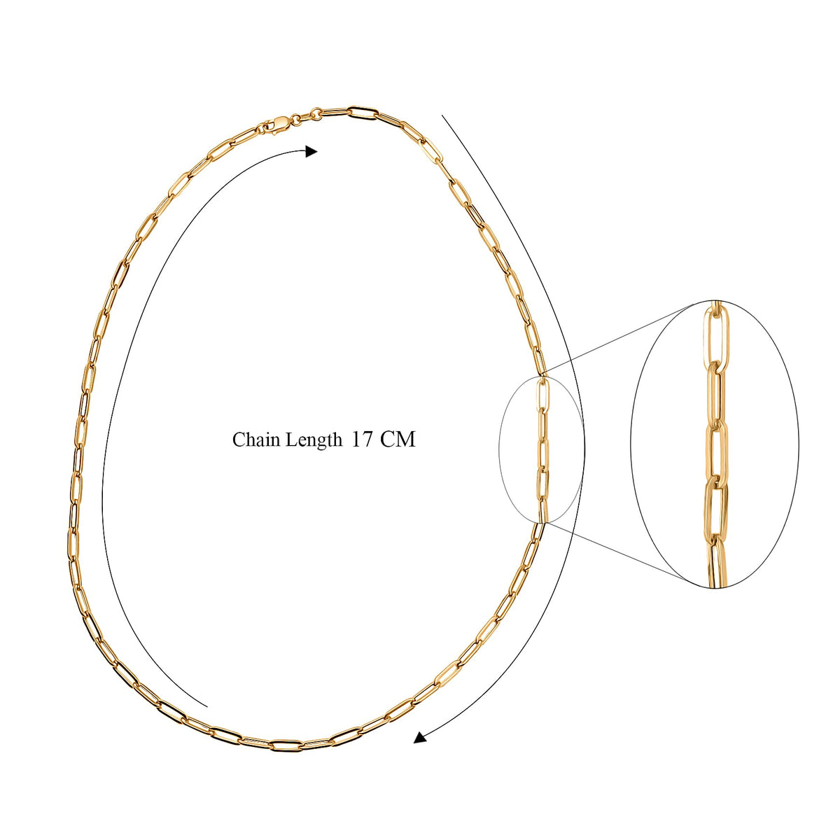 9K Yellow Gold Paperclip Necklace (Size - 18) 8023926 5