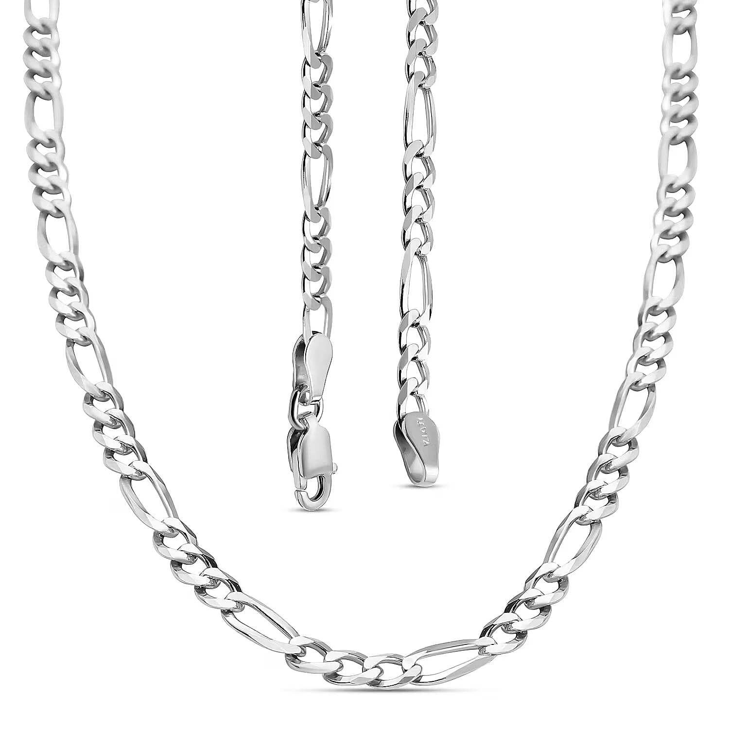 Italian Close Out - Sterling Silver Flat Figaro Necklace With Lobster Clasp (Size - 18) 8025003 2