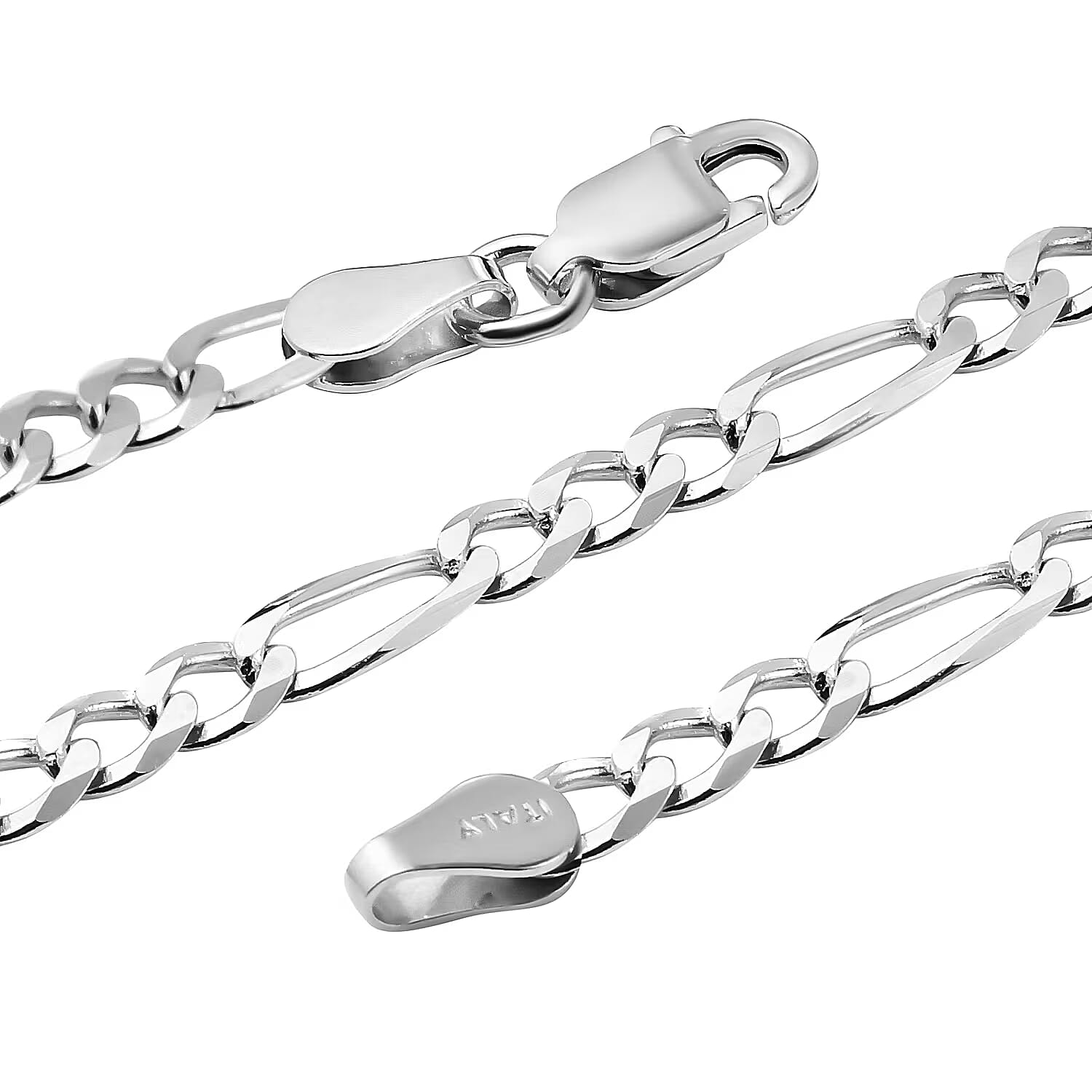Italian Close Out - Sterling Silver Flat Figaro Necklace With Lobster Clasp (Size - 18) 8025003 4