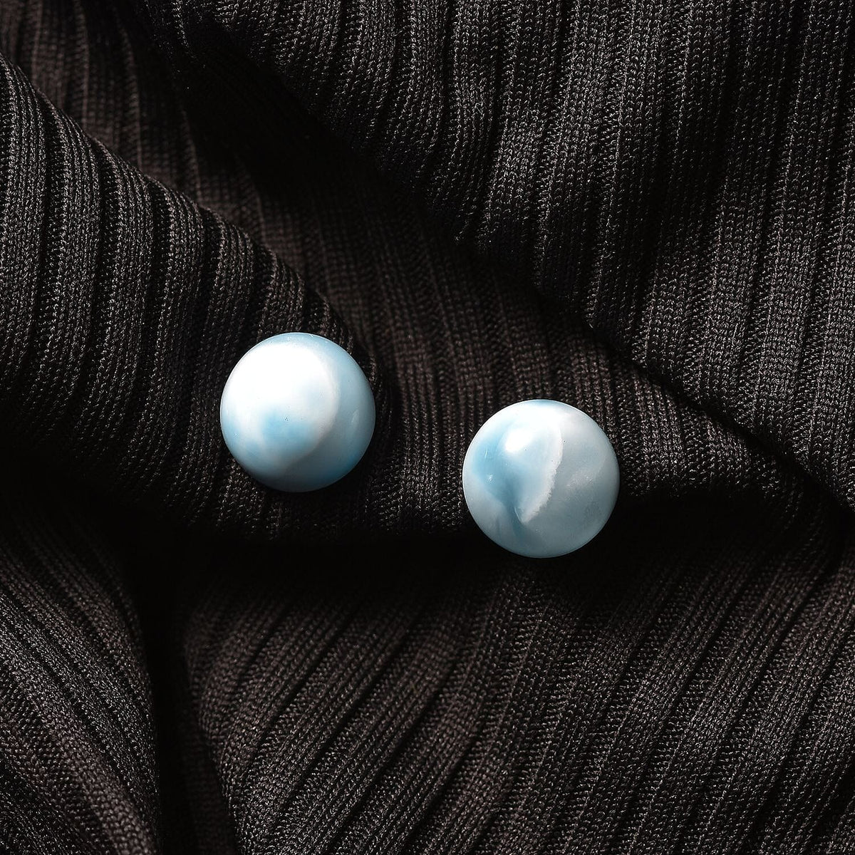 AA Set of 2 Larimar Loose Gemstones in Round Shape (8mm) 4.32 ct. 8025737 1
