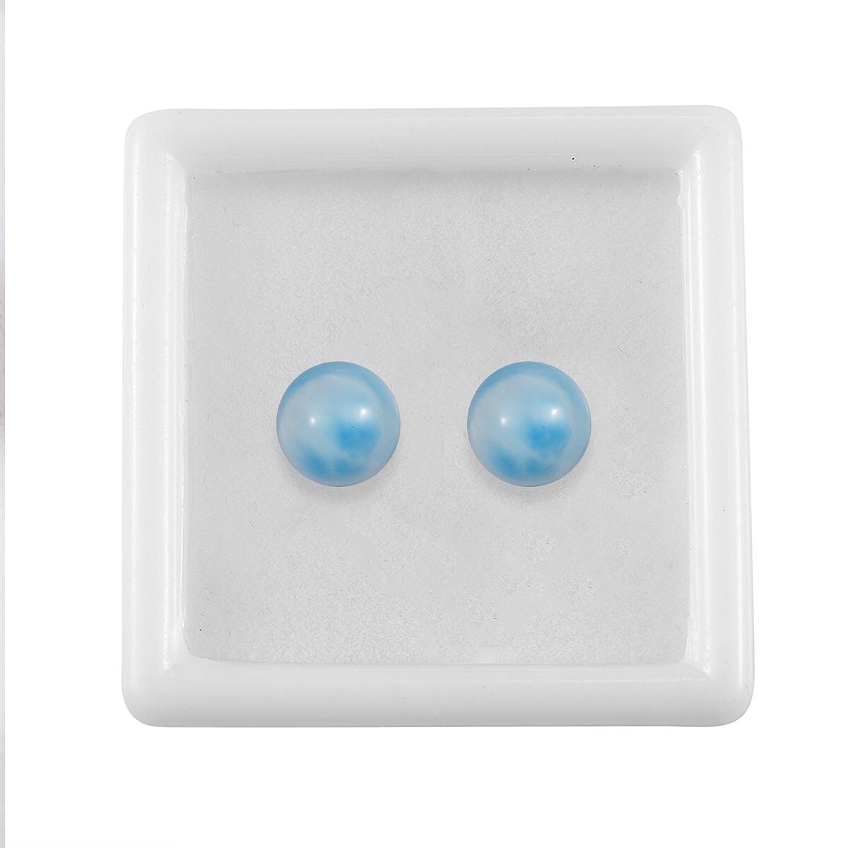 AA Set of 2 Larimar Loose Gemstones in Round Shape (8mm) 4.32 ct. 8025737 3