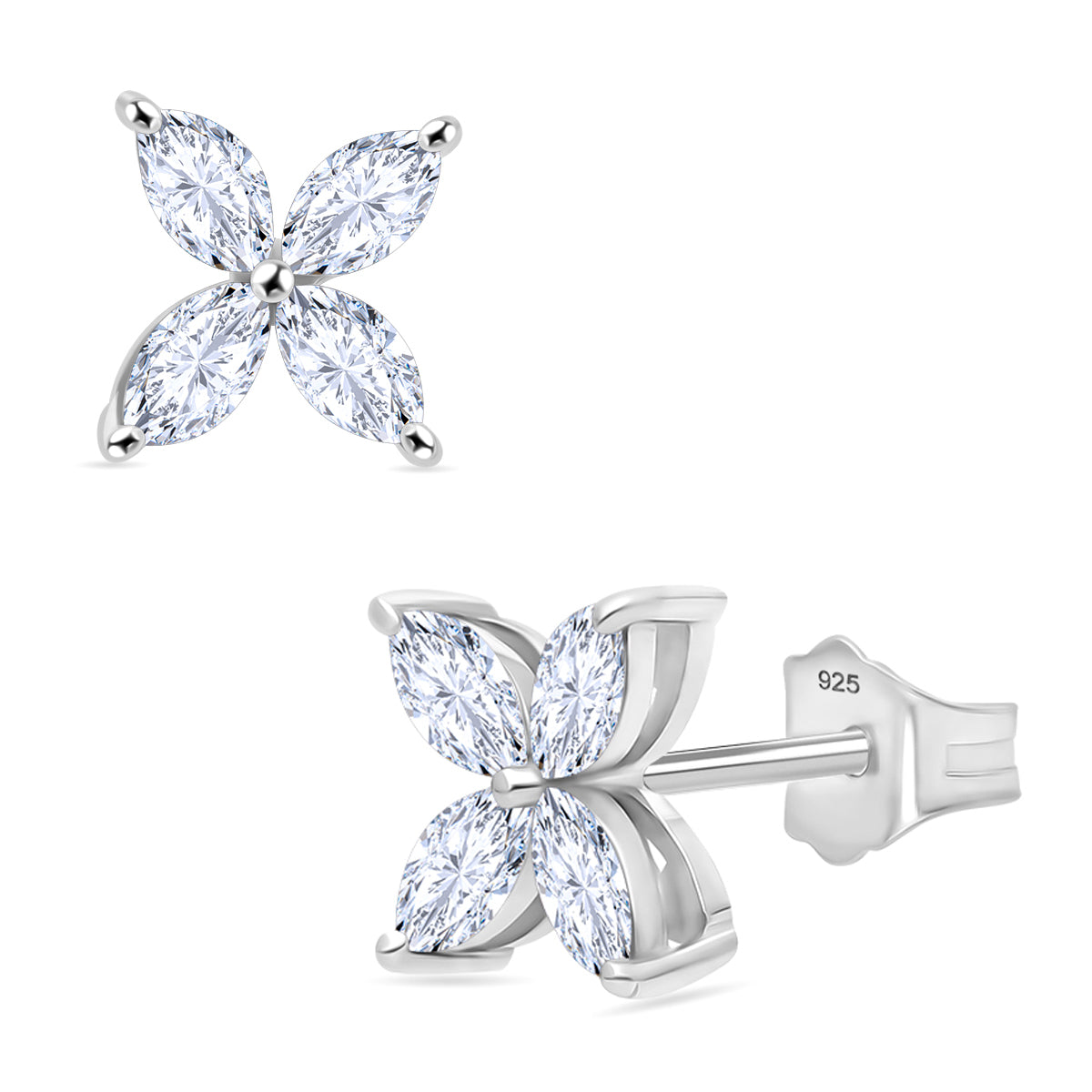 LUXURIANT 1 Ct. Lab Grown Diamond Floral Earrings in 9K White Gold SGL Certified (VS-GH) 8026243 0