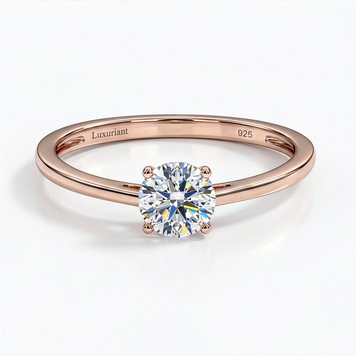 LUXURIANT Lab Grown Diamond (SI G/H) Solitaire Ring in 18K Vermeil Rose Gold Plated Sterling Silver 8028365 1