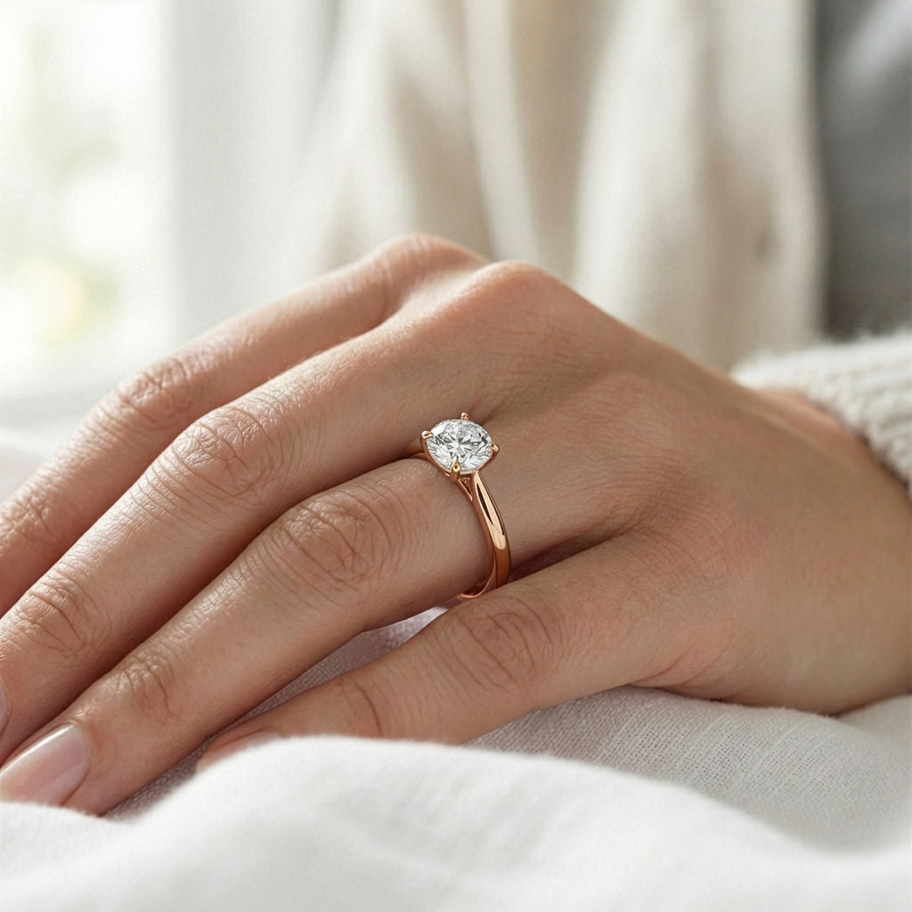 Luxuriant Lab Grown Diamond (SI/GH) Solitaire Ring in 18K Vermeil Rose Gold Plated Sterling Silver_8028365_4
