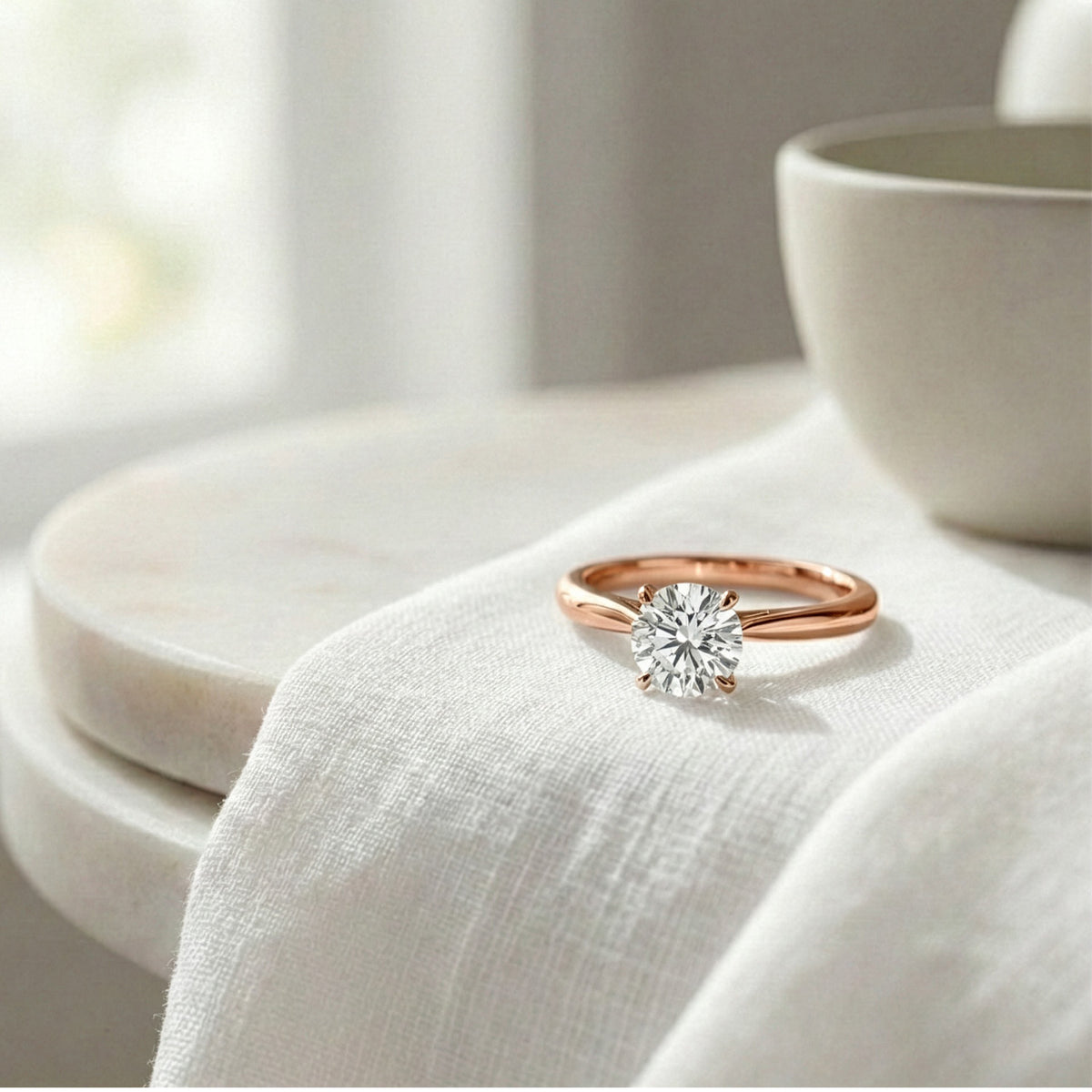 LUXURIANT Lab Grown Diamond (SI G/H) Solitaire Ring in 18K Vermeil Rose Gold Plated Sterling Silver 8028365 7