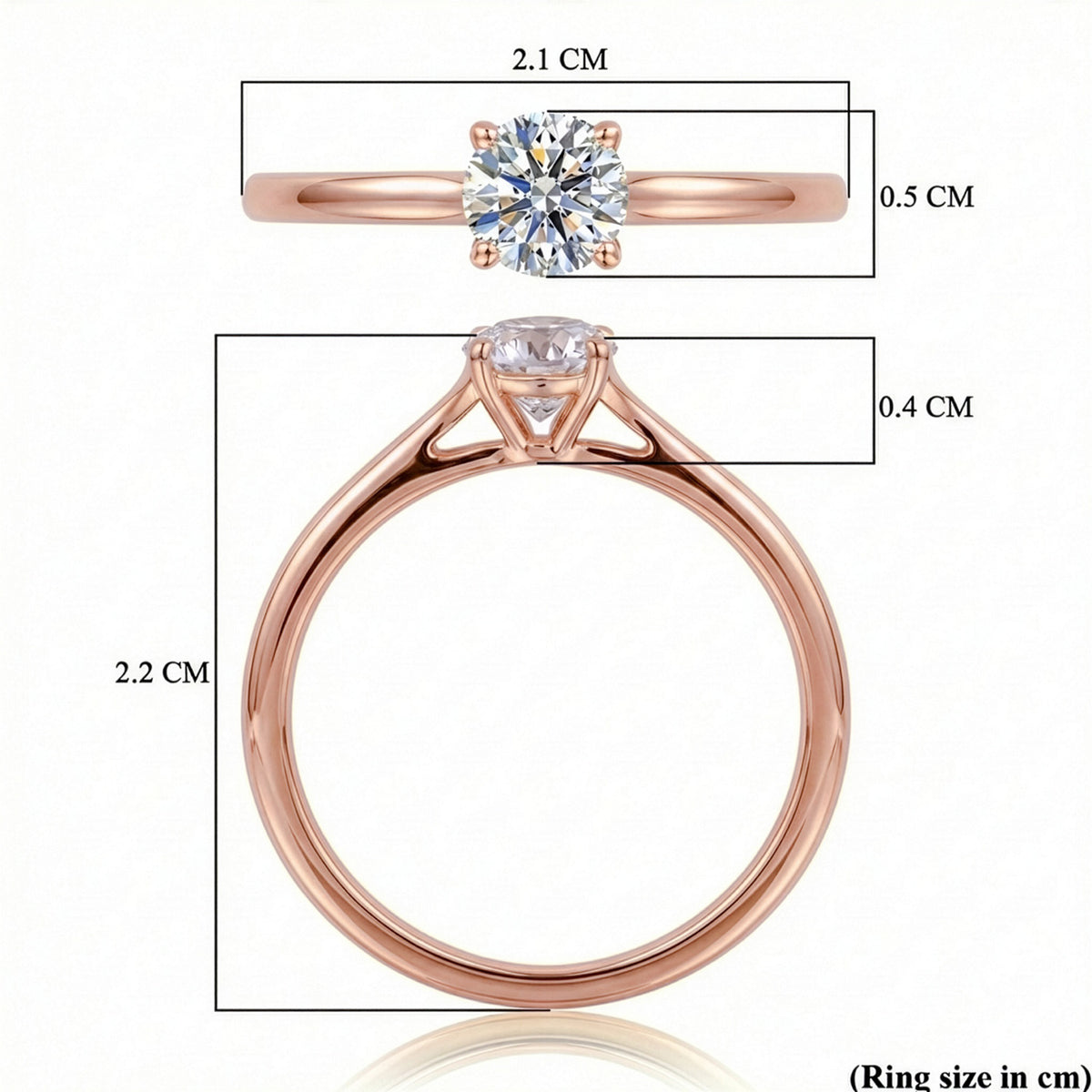 LUXURIANT Lab Grown Diamond (SI G/H) Solitaire Ring in 18K Vermeil Rose Gold Plated Sterling Silver 8028365 9