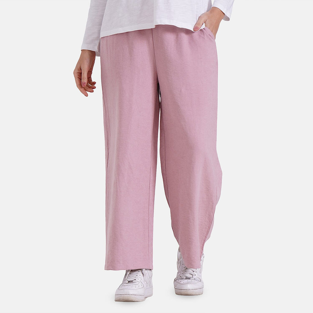 Tamsy Wide Leg Lounge Trousers with Pockets (Size L) - Dusty Pink_8029083_3