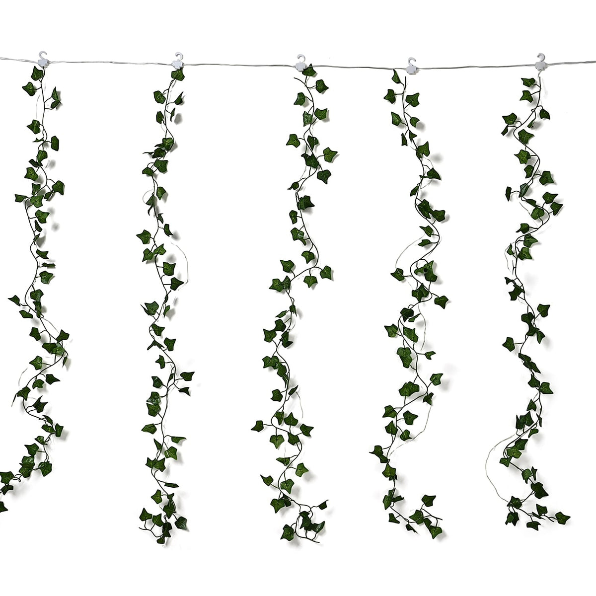 Solar Ivy Leaf String Lights - Green Garland with 160 Warm White LEDs and Rechargeable Battery (Included) 8029395 0