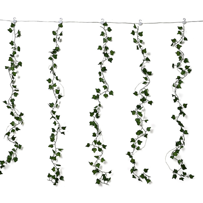 Solar Ivy Leaf String Lights - Green Garland with 160 Warm White LEDs and Rechargeable Battery (Included) 8029395 1