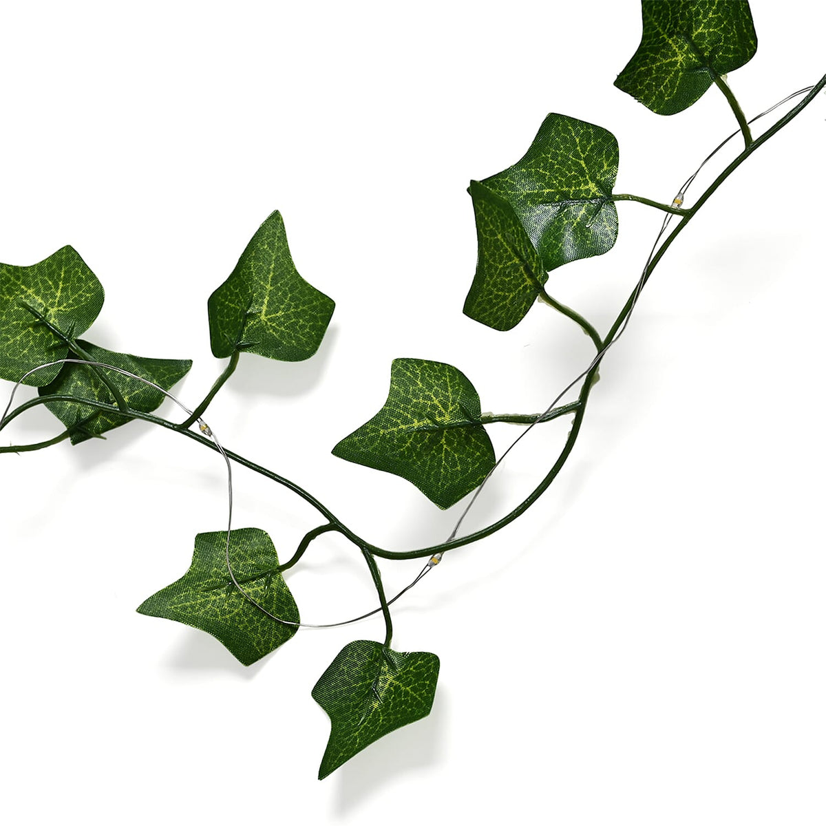 Solar Ivy Leaf String Lights - Green Garland with 160 Warm White LEDs and Rechargeable Battery (Included) 8029395 6