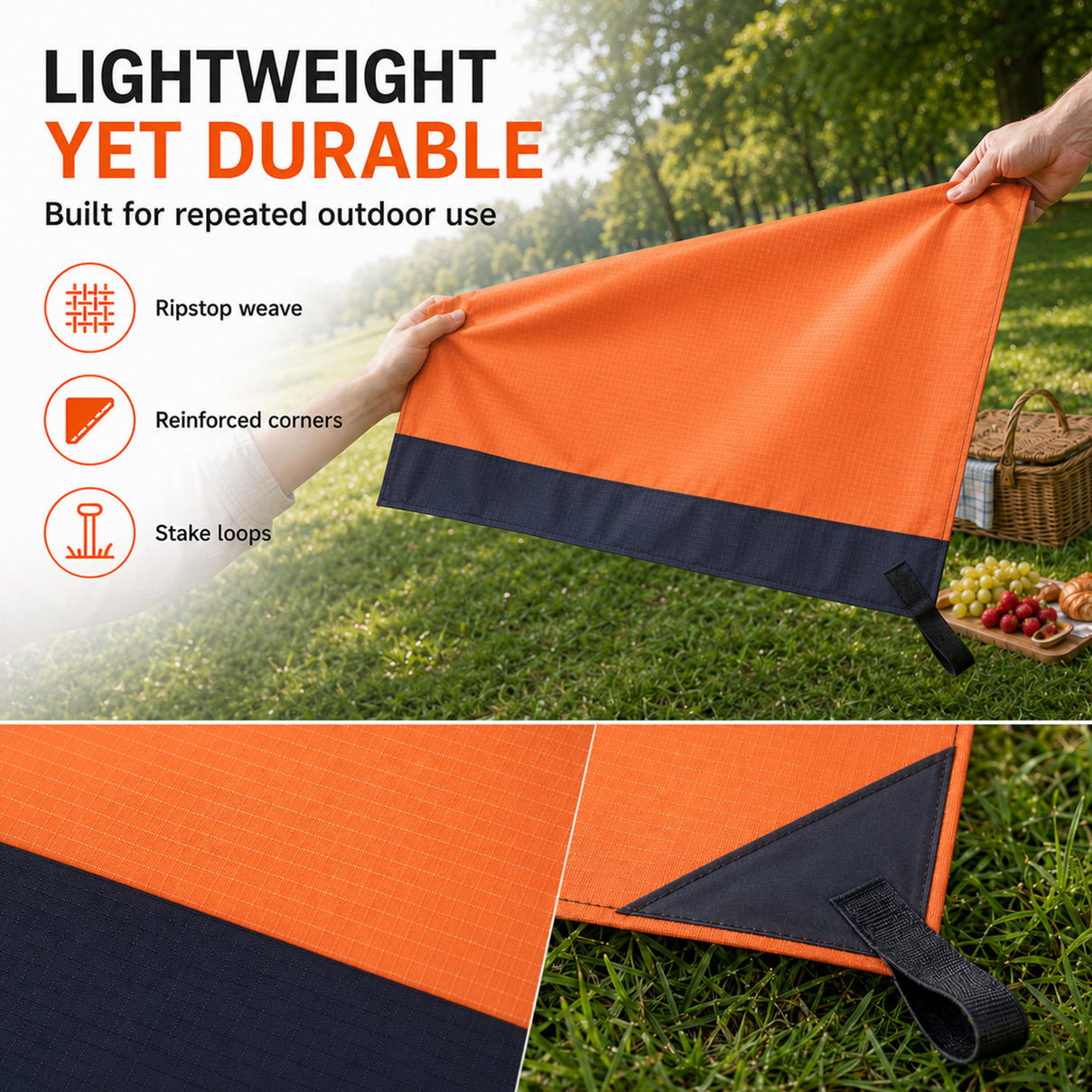 Waterproof Picnic Blanket - Orange 8029772 4