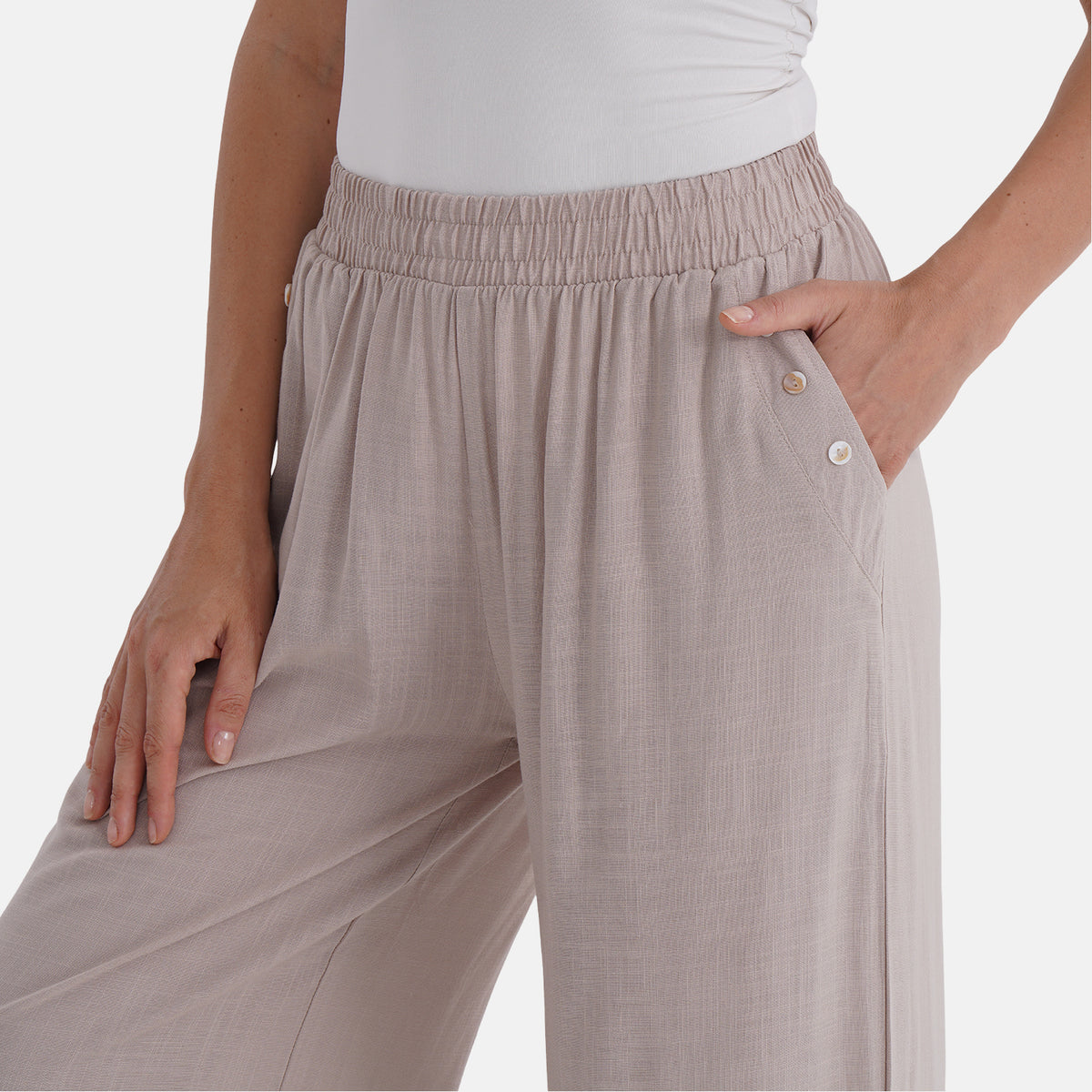 La Marey Casual Wide Leg Trousers with Elastic Waist (Size 20 to 22) - Beige V32528030 5