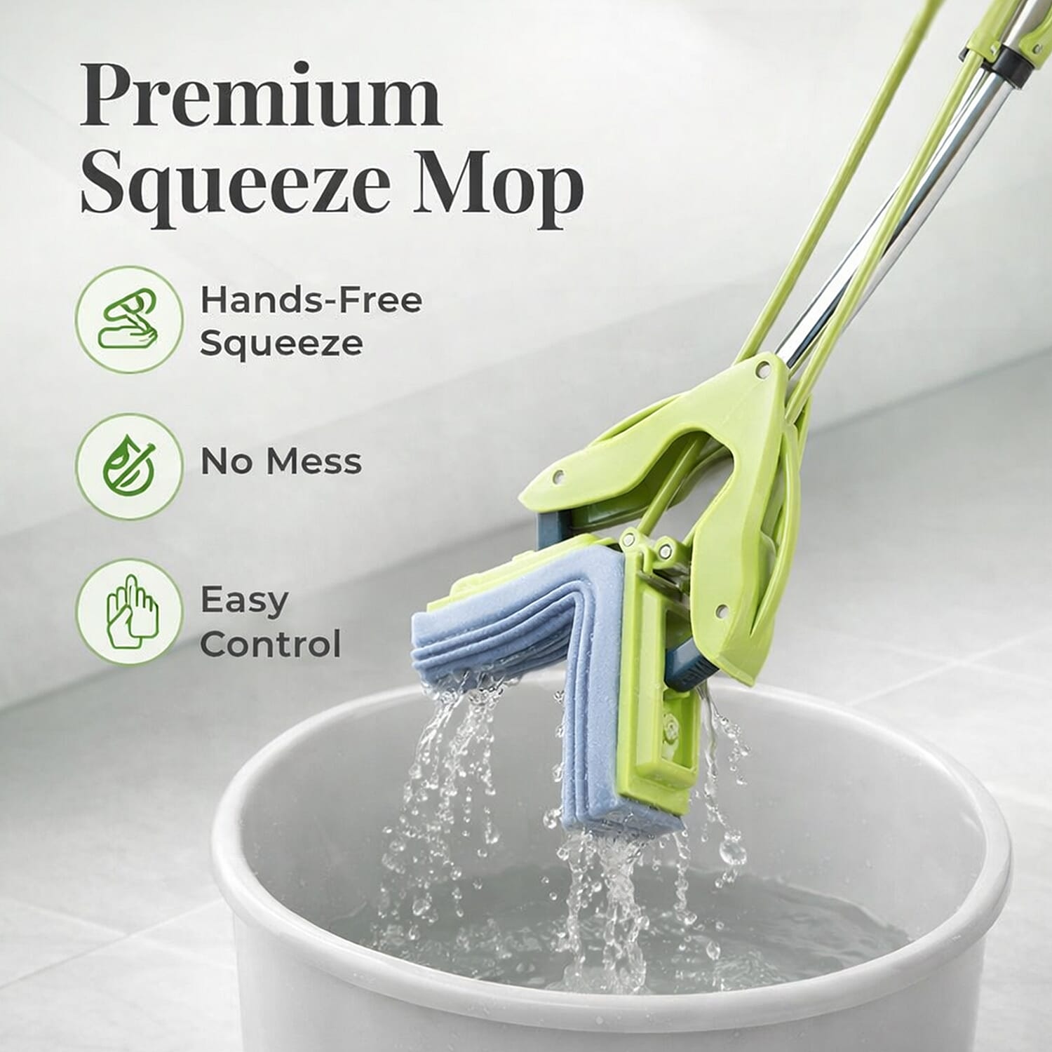 Floor Mop with Absorbent PVA Head and 3-Section Stainless Steel Handle (122cm) 8030524 2