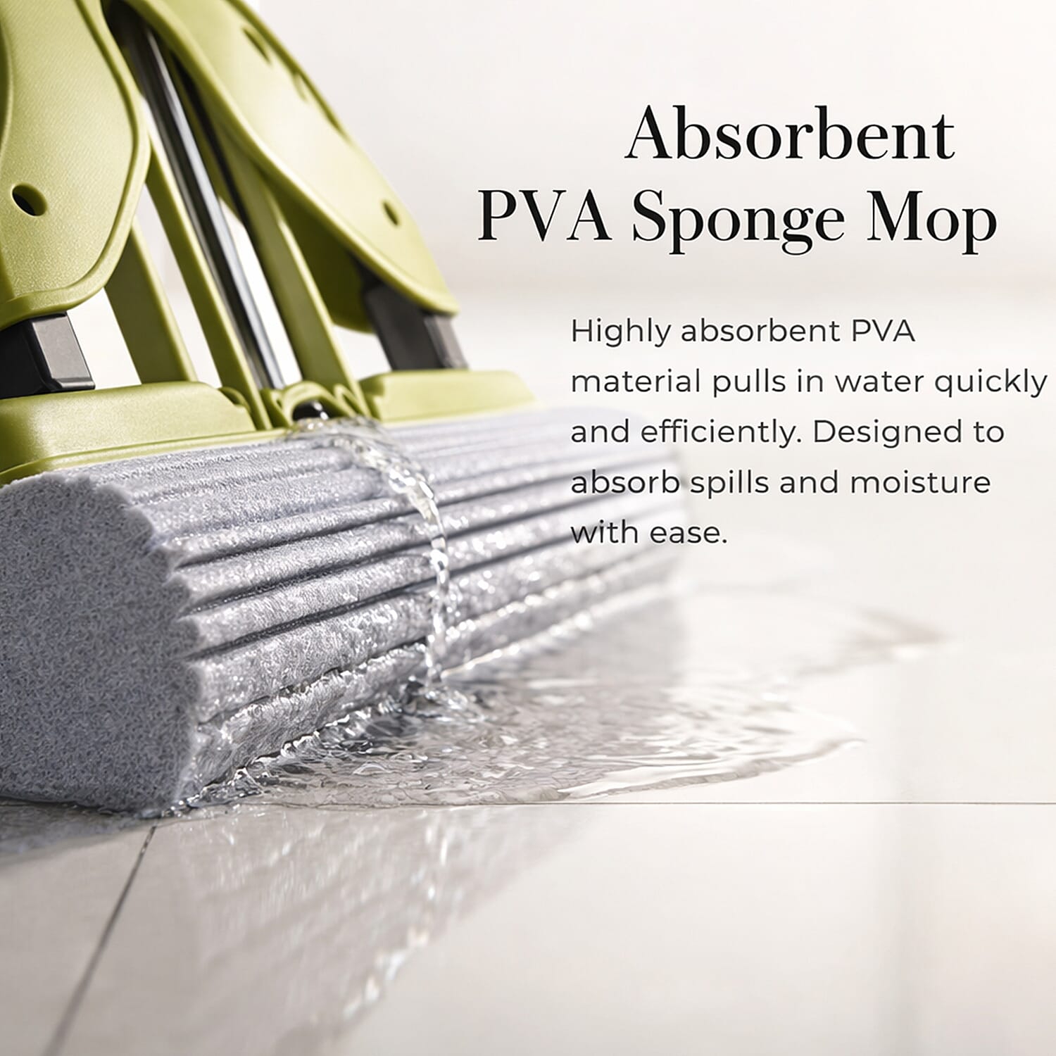 Floor Mop with Absorbent PVA Head and 3-Section Stainless Steel Handle (122cm) 8030524 3