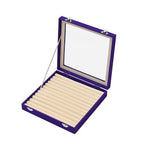 Velvet Glass Lid Multi Row Ring Display Organiser Box - Purple & Cream_8030861